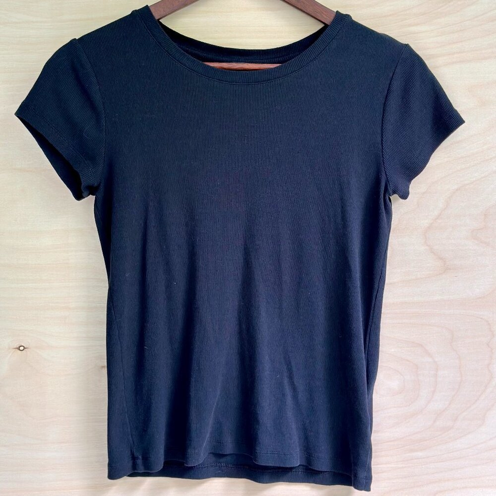 Club Monaco Women's Casual T-Shirt Short Sleeve Crew Neck Black Size S